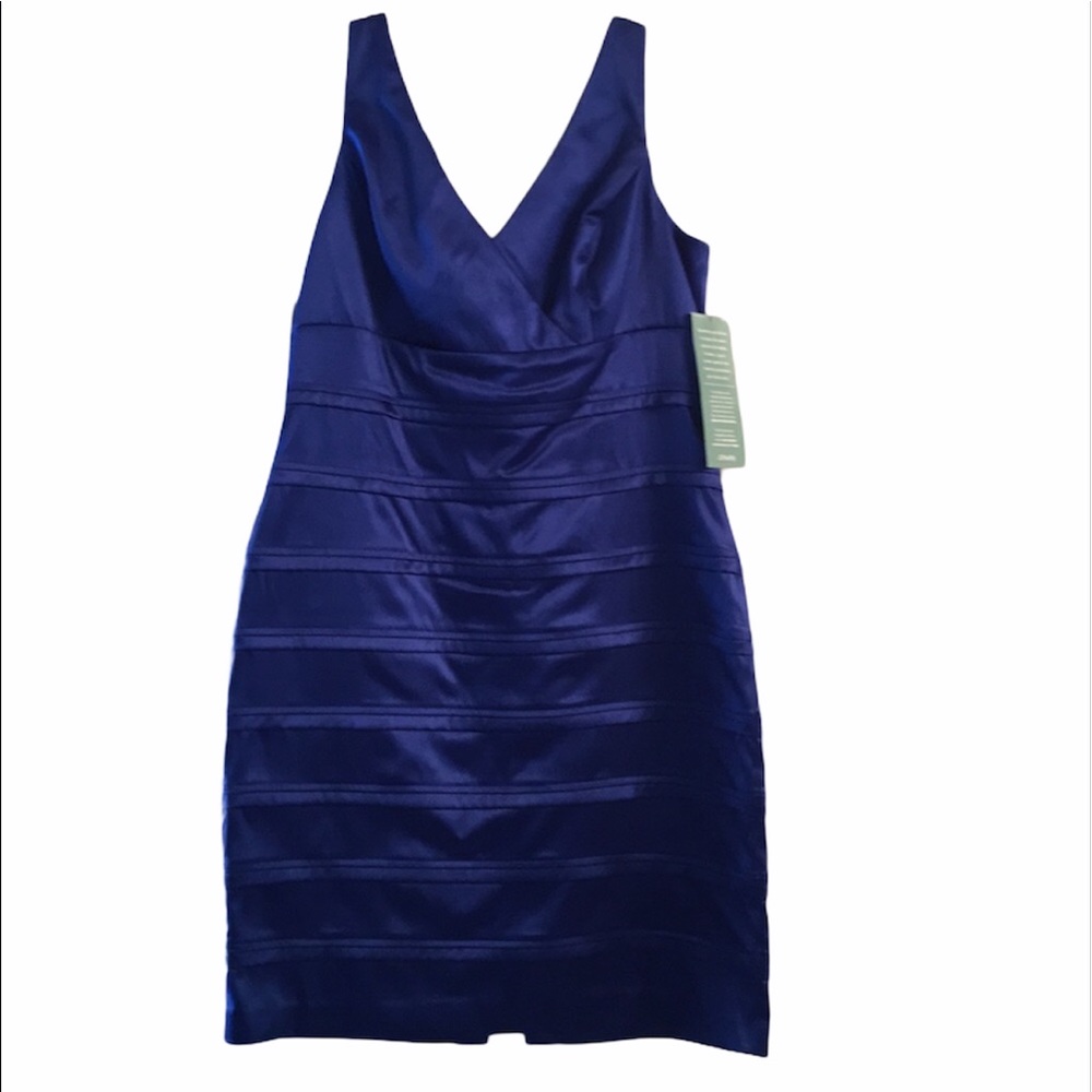 Blue satin cocktail dress